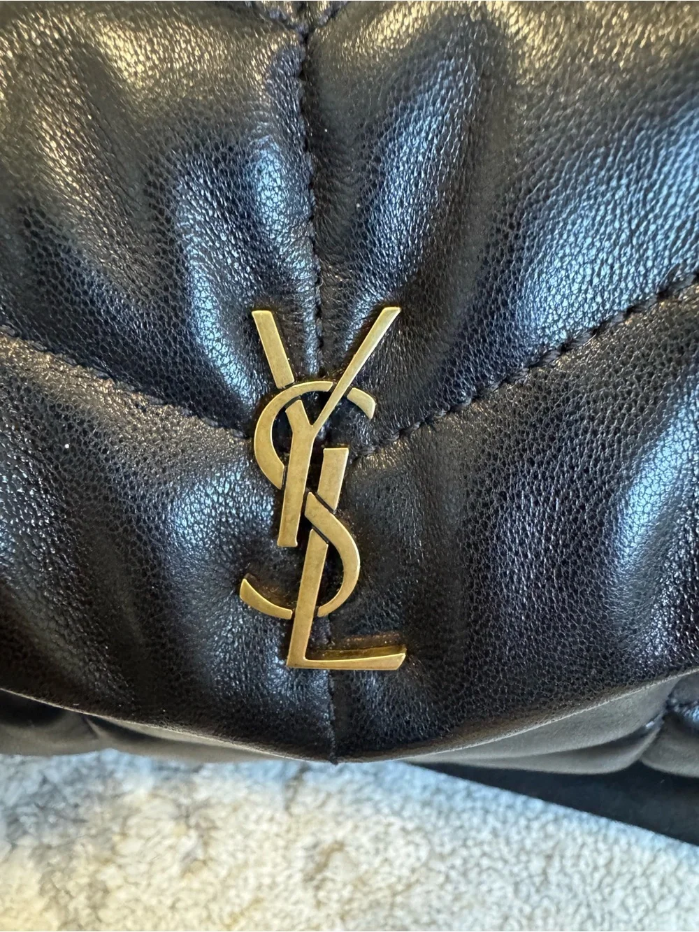 Yves Saint Laurent Black Quilted Leather Puffer Clutch with Gold YSL Logo - Picture 3 of 14